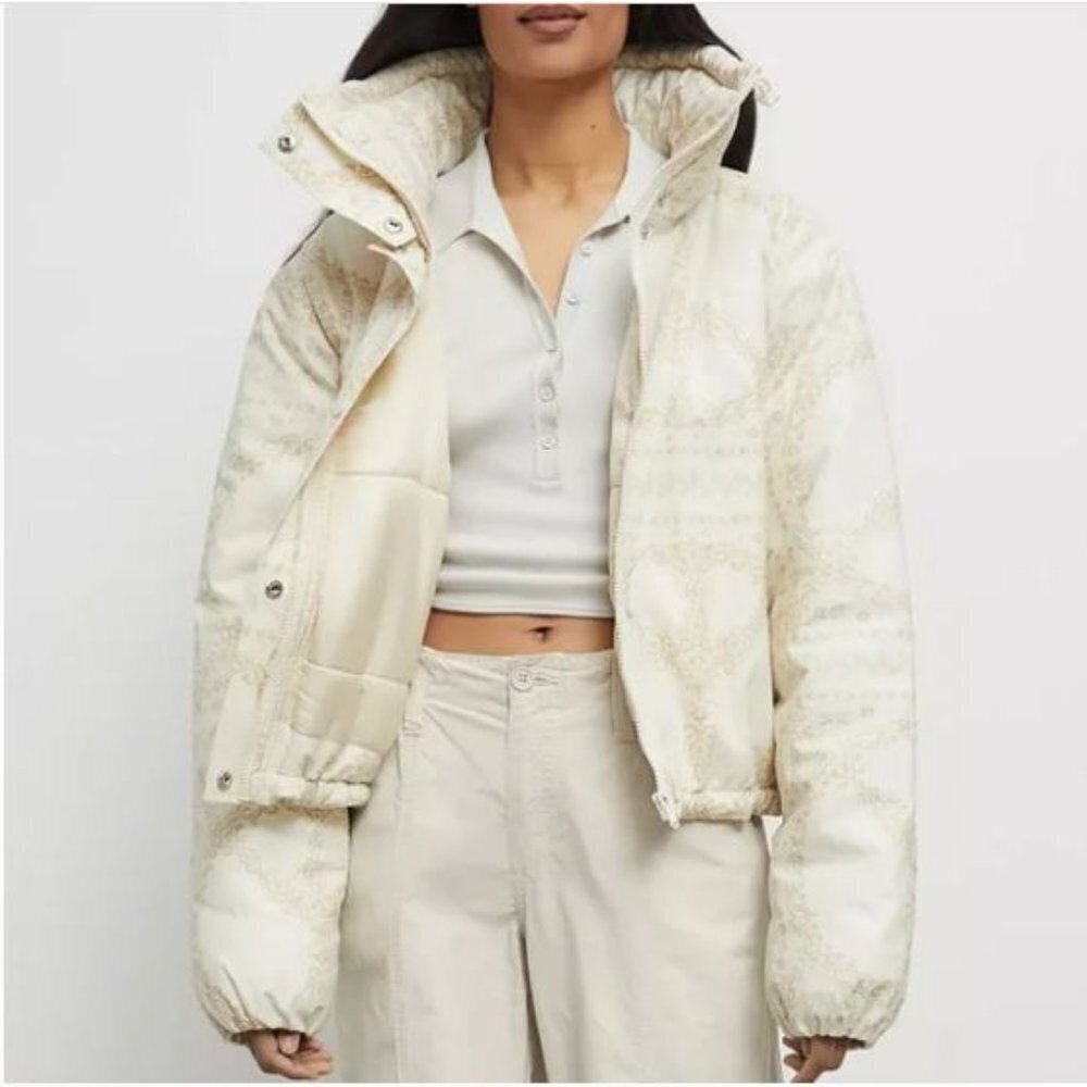 Urban Outfitters BDG Ivory Linen Printed Isla Cropped Puffer XS - Picture 5 of 16